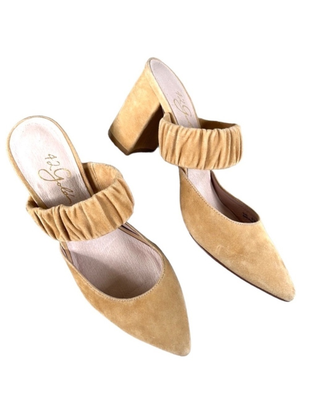 EUC 42 GOLD Leather Heels Tan Size 6